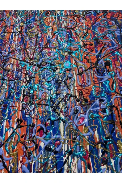 gemsartdeco Parlak Karışık Renkli Soyut Çocuk Genç Odası Tablo - Resim 3