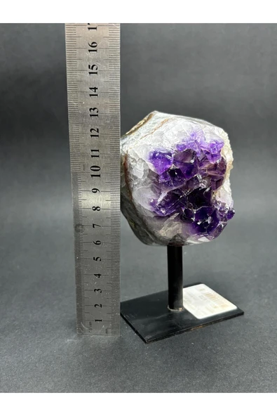 gemsartdeco BREZİLYA AMETİST DOĞALTAŞ SİYAH DEMİR STANTLI - Resim 7