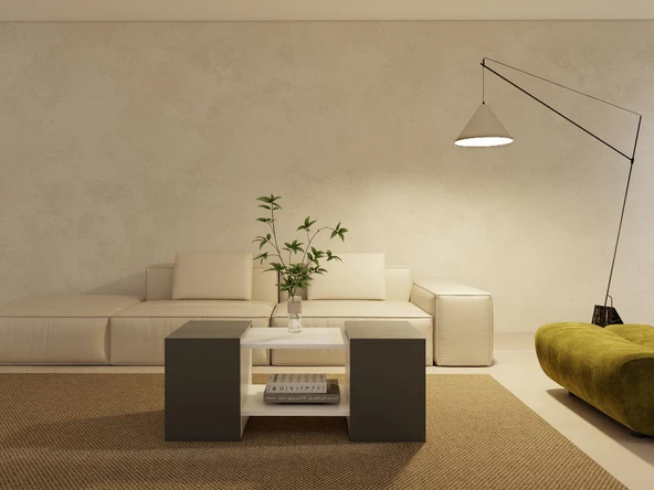 Lupo Orta Sehpa Koyugri-Beyaz ürün görseli 1