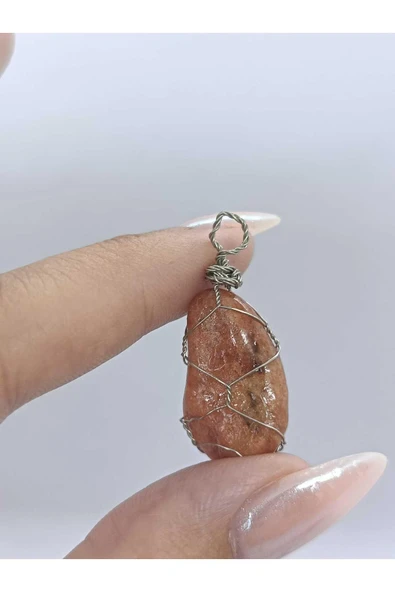 gemsartdeco Güneş Taşı Kolye Ucu Doğaltaş - Resim 6