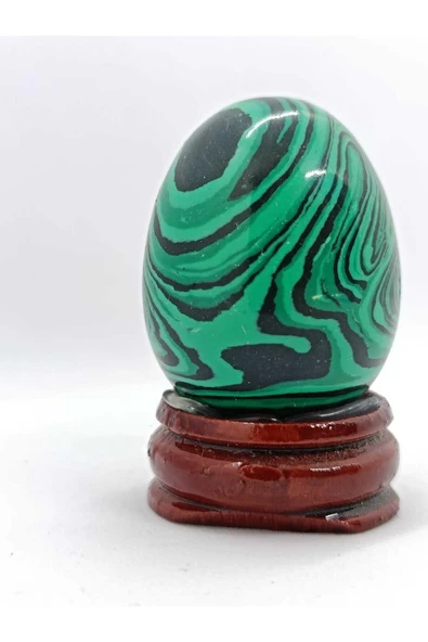 gemsartdeco Malahit Doğaltaş  Yumurta Standlı - Resim 3
