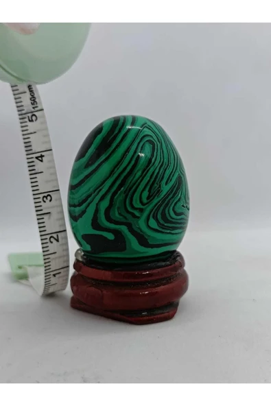gemsartdeco Malahit Doğaltaş  Yumurta Standlı - Resim 2