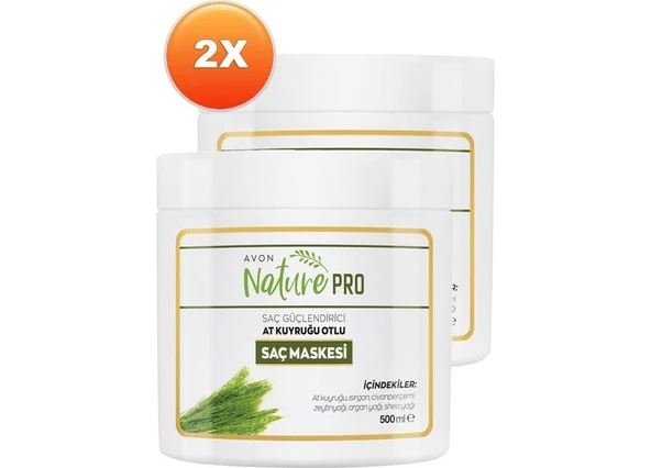 AVON NATURE PRO AT KUYRUĞU OTLU SAÇ MASKESİ 500 ML 2'Lİ SET ürün görseli 1