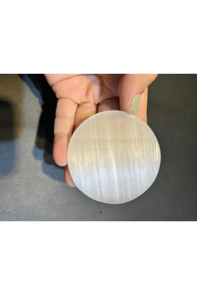 gemsartdeco 6 cm Selenit Spiritüel Disk Bardak Altlığı Hediyelik - Resim 2
