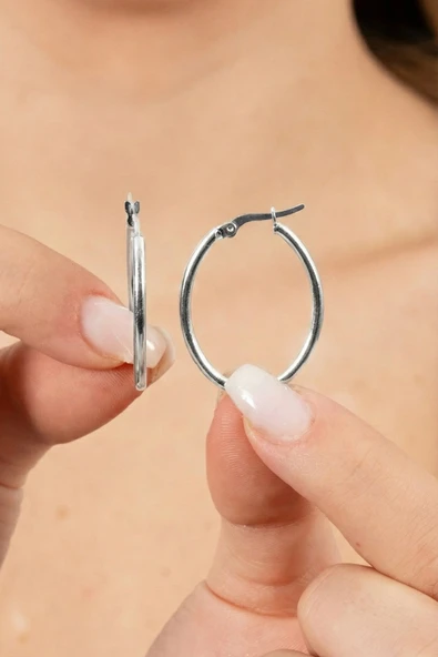 925 ayar gümüş küpe oval şekilli şarnel halka küpe SGTL13156RODAJ ürün görseli