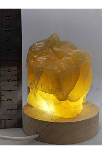 gemsartdeco Sarı Opal Doğaltaş Ham Kütle Lamba - Resim 4