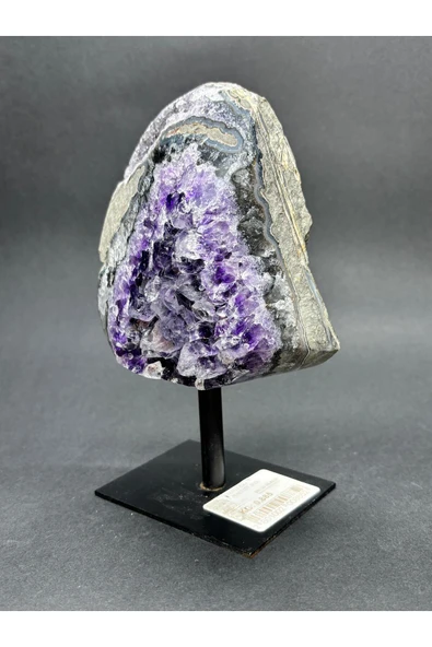 gemsartdeco BREZİLYA AMETİST DOĞALTAŞ SİYAH DEMİR STANTLI - Resim 2