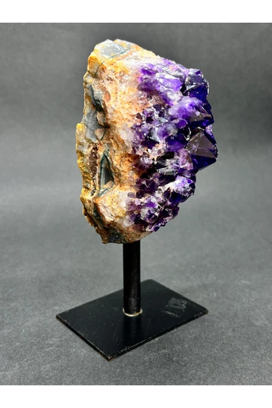 gemsartdeco BREZİLYA AMETİST DOĞALTAŞ SİYAH DEMİR STANTLI - Resim 3