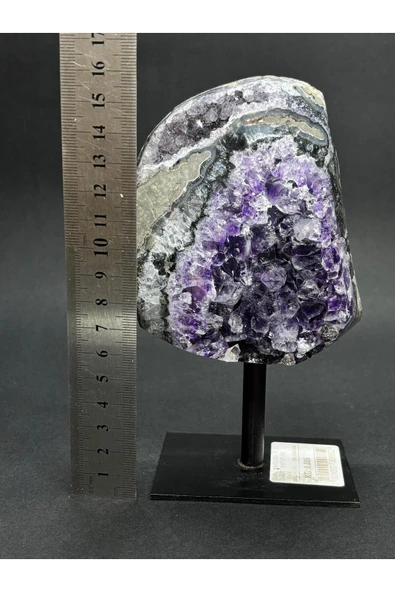 gemsartdeco BREZİLYA AMETİST DOĞALTAŞ SİYAH DEMİR STANTLI - Resim 7