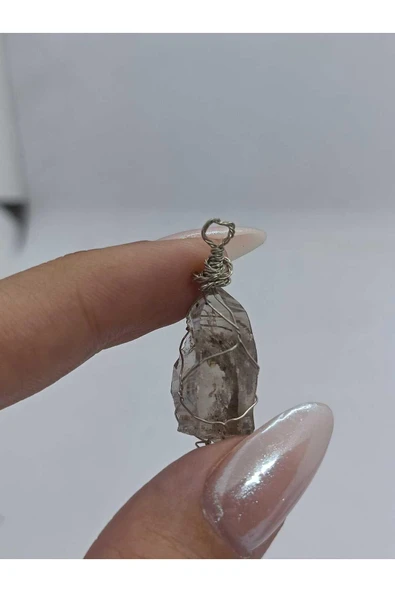 gemsartdeco Dumanlı Kuvars Kolye Ucu Doğaltaş - Resim 3