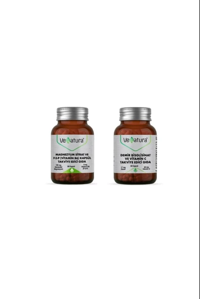 Venatura Demir Bisglisinat Ve C 90 Kapsül + Magnezyum Sitrat Ve P5p (vitamin B6) 90 Kapsül ürün görseli
