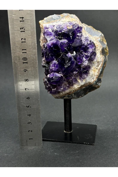 gemsartdeco BREZİLYA AMETİST DOĞALTAŞ SİYAH DEMİR STANTLI - Resim 5