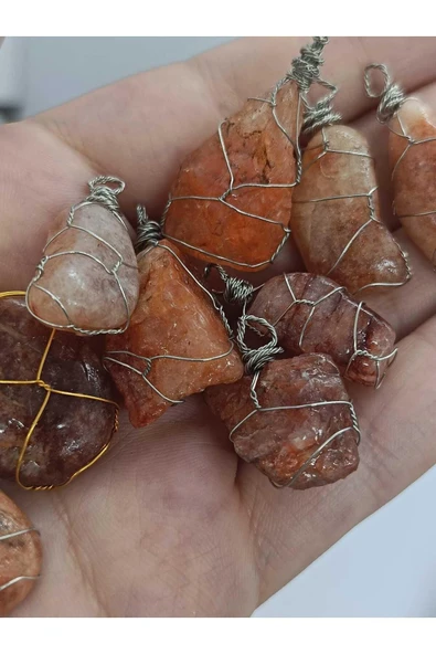 gemsartdeco Güneş Taşı Kolye Ucu Doğaltaş - Resim 3