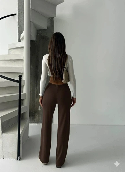 Fit comfort bej salaş pantolon kahve - Resim 2