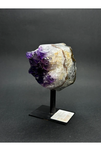 gemsartdeco BREZİLYA AMETİST DOĞALTAŞ SİYAH DEMİR STANTLI ürün görseli 1