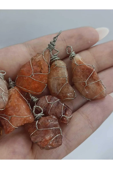 gemsartdeco Güneş Taşı Kolye Ucu Doğaltaş - Resim 2