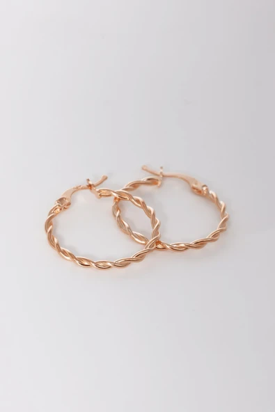 925 ayar gümüş küpe rose çift burma şarnel halka küpe SGTL13158ROSE - Resim 3