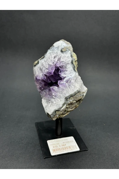 gemsartdeco BREZİLYA AMETİST DOĞALTAŞ SİYAH DEMİR STANTLI - Resim 3