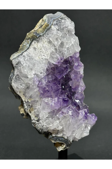 gemsartdeco BREZİLYA AMETİST DOĞALTAŞ SİYAH DEMİR STANTLI - Resim 4