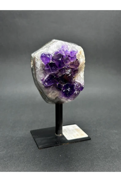 gemsartdeco BREZİLYA AMETİST DOĞALTAŞ SİYAH DEMİR STANTLI - Resim 2