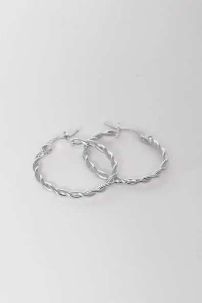 925 ayar gümüş küpe çift burma şarnel halka küpe SGTL13158RODAJ - Resim 3