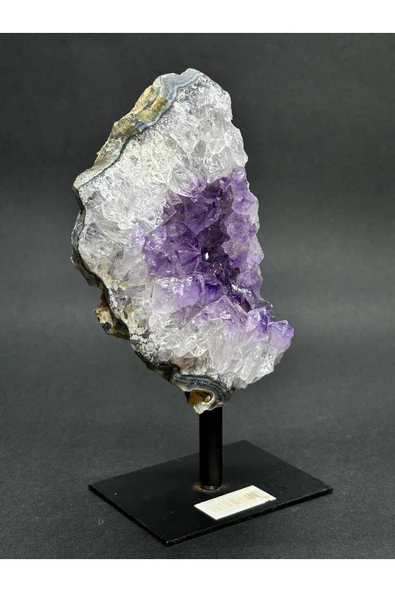 gemsartdeco BREZİLYA AMETİST DOĞALTAŞ SİYAH DEMİR STANTLI - Resim 3