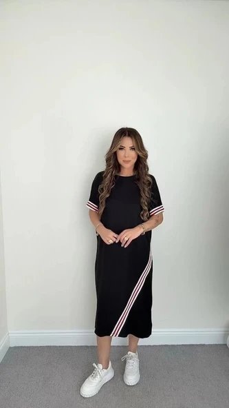 MDB Kadın Kol Ve Etek şerit Detaylı idi Boy Elbise ürün görseli 1