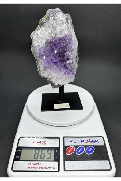 gemsartdeco BREZİLYA AMETİST DOĞALTAŞ SİYAH DEMİR STANTLI - Resim 6