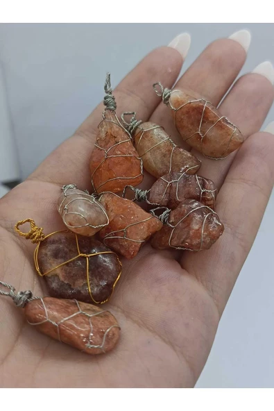 gemsartdeco Güneş Taşı Kolye Ucu Doğaltaş ürün görseli