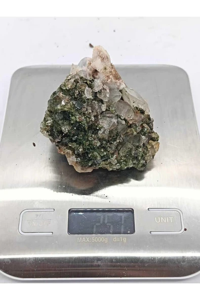 gemsartdeco Koleksiyonluk Epidotlu Yeşil Kuvars - Resim 5