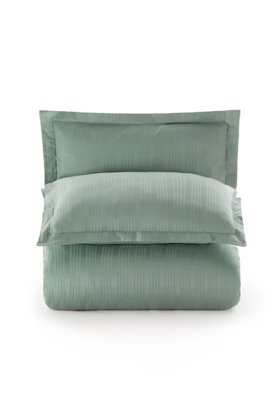 Pierre Cardin Çizgili Saten Nevresim Takımı Çift Kişilik Voyage Su Yeşili - Resim 3