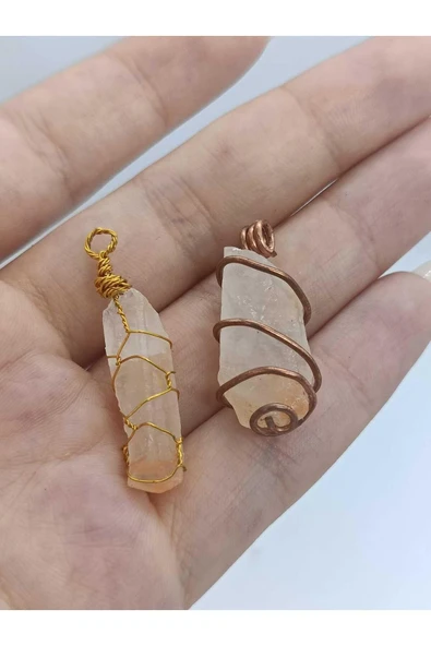 gemsartdeco Pembe Kuvars Kolye Ucu Doğaltaş ürün görseli