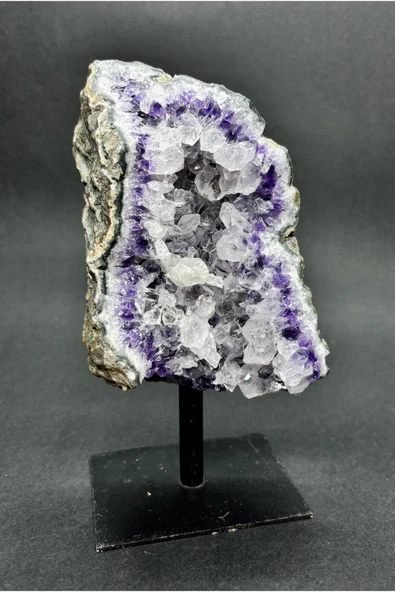 gemsartdeco BREZİLYA AMETİST DOĞALTAŞ SİYAH DEMİR STANTLI - Resim 2