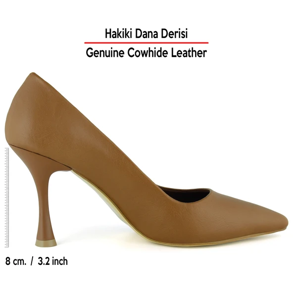 Erkan Saçmacı Suzanna Taba Hakiki Dana Derisi Sivri Burun Klasik İnce Topuklu Ayakkabı - Resim 2