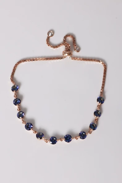 925 ayar gümüş bileklik rose 5 mm mavi mistik taşlı asansörlü sıra taşlı bileklik SGTL13173LACIVERT - Resim 4