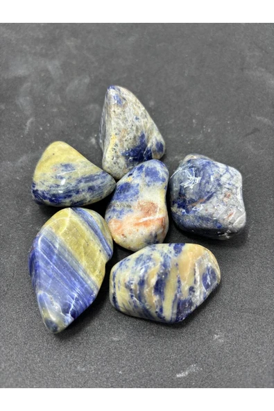 gemsartdeco Mavi Sodalit Doğaltaş Tamburlu, Şık ve Doğal Takı Aksesuarı ürün görseli