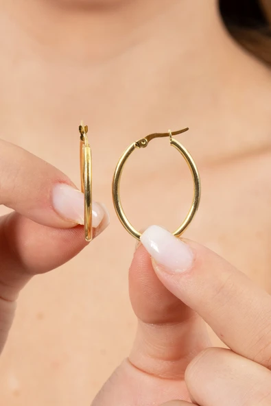 925 ayar gümüş küpe altın yaldızlı oval şekilli şarnel halka küpe SGTL13156GOLD ürün görseli