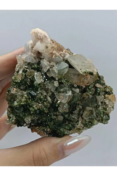 gemsartdeco Koleksiyonluk Epidotlu Yeşil Kuvars - Resim 2