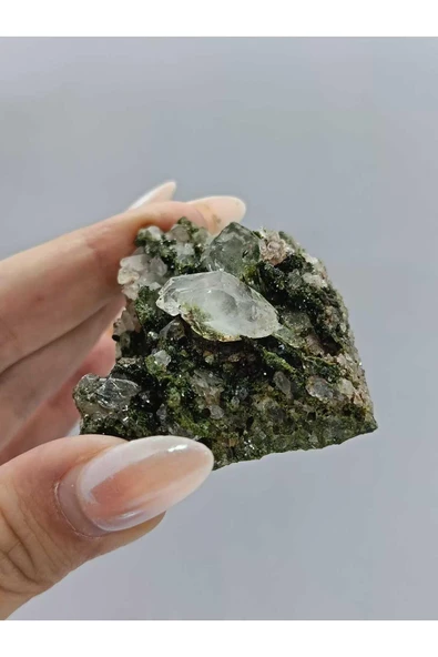 gemsartdeco Koleksiyonluk Epidotlu Kuvars Doğaltaş - Resim 3