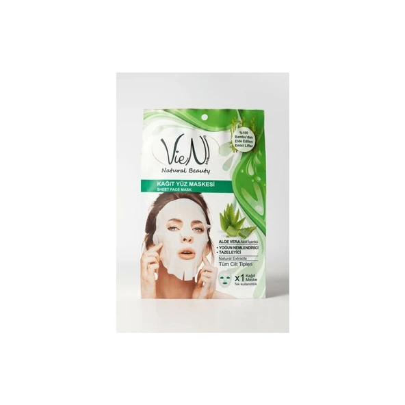 Vien Natural Beauty Aloe Vera Aktif İçerikli Tek Kullanımlık Yüz Bakım Maskesi 25 G ürün görseli 1