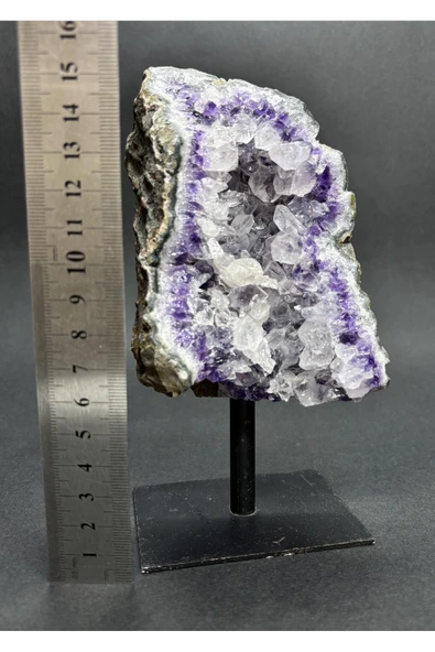 gemsartdeco BREZİLYA AMETİST DOĞALTAŞ SİYAH DEMİR STANTLI - Resim 4