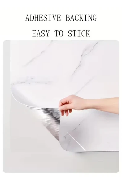 60cmx300cm Tek Parça Yapışkanlı Rulo Mermer Desenli Duvar Paneli Kağıdı Silinebilir CF-1060-ALYA - Resim 5