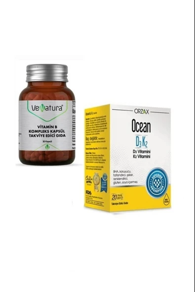 Venatura Vitamin B Kompleks Kapsül 30 Kapsül + Ocean D3k2 Damla 20 ml ürün görseli