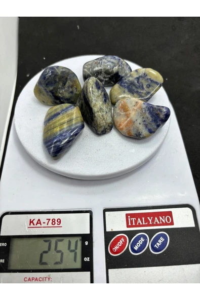 gemsartdeco Mavi Sodalit Doğaltaş Tamburlu, Şık ve Doğal Takı Aksesuarı - Resim 3