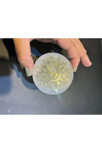 gemsartdeco 6 cm Selenit Spiritüel Disk Bardak Altlığı Hediyelik - Resim 4