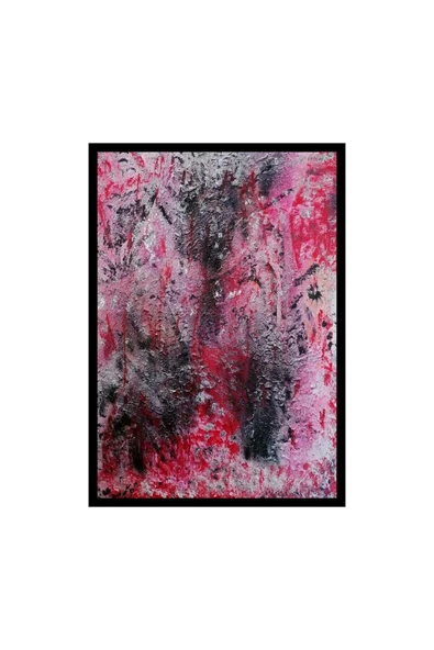 gemsartdeco Pembe Kabartmalı Soyut Çalışma Akrilik Boya Tablo ürün görseli