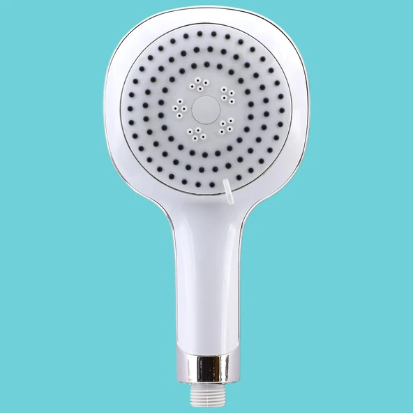Banyo Duş Başlığı Fiskiyesi Telefonu Yuvarlak Başlık Beyaz Renk - Resim 4