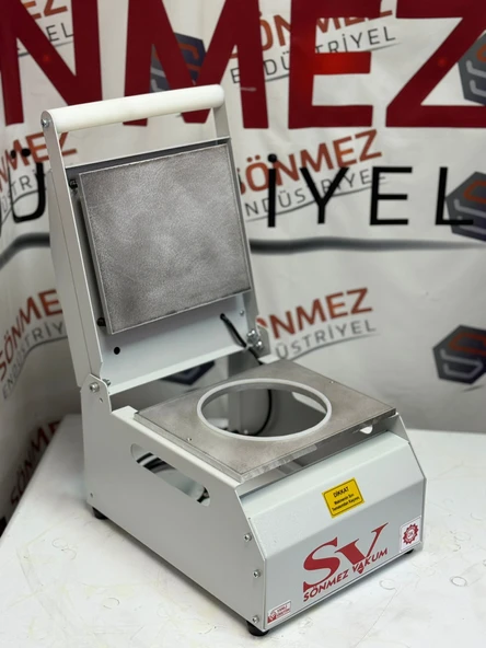 Sönmez Vakum 20 Cm Yuvarlak Karton Tabak Kapatma Makinesi Salata Makarna Paketleme Makinesi - Resim 4