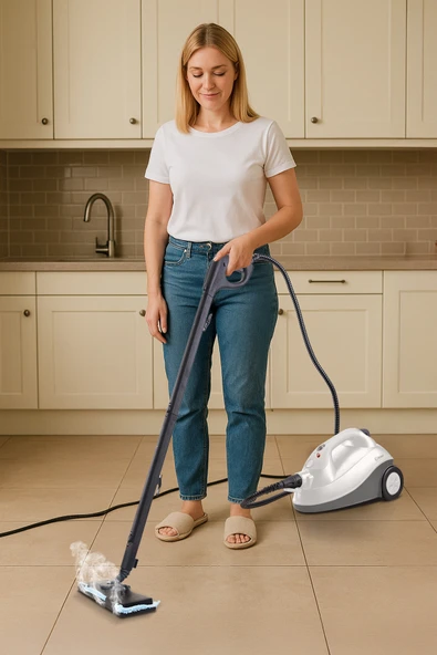 Kiwi Kazanlı Ütüye Dönüşebilen Buharlı Temizlik Makinası KSC-4218 2000W / ml, 15 Aksesuar Beyaz - Resim 5