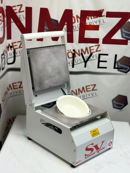 Sönmez Vakum 20 Cm Yuvarlak Karton Tabak Kapatma Makinesi Salata Makarna Paketleme Makinesi ürün görseli 1